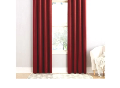 Litchenberg Red Satin Curtains Lot of 2  Panels 54 X 95  Rod Pocket New in Pack - Image 1 of 4