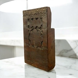 Antique Teak Wood Block – Hand-Carved Floral Panel (60+ Years Old) - Picture 1 of 3