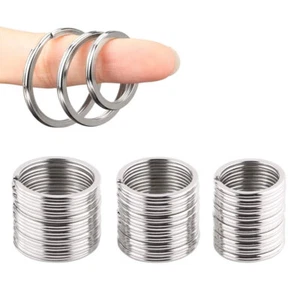 50x Stainless Steel Key 20 25 30mm Rings Split Hoop Flat Metal Chains DIY - Picture 1 of 15