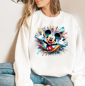 Mickey Mouse Splash Hoodie, Colorful Disneyland Trip Shirt, Disneyworld 2025 Top - Picture 1 of 8