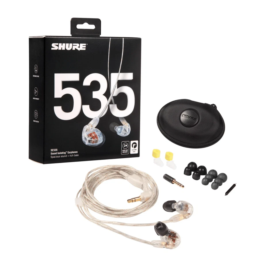 Shure SE535 Sound Isolating Earphones w/ 37dB Noise Cancellation Clear SE-535CL - Image 1 of 1