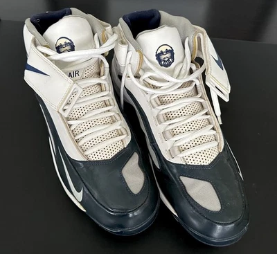 2008 NIKE LT 2.1 FOOTBALL CLEATS LaDAINIAN TOMLINSON *SIZE 12 | WHITE with BLUE - Image 1 of 4