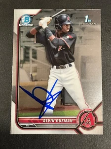 Scheda firmata Alvin Guzman 2022 1° Bowman cromato di persona IP autografo auto - Foto 1 di 2