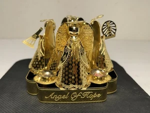 Ring Of Angels Taper Candle Holder Gold Metal 5.25” Holiday Christmas Decor  - Picture 1 of 17