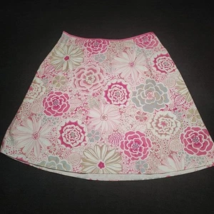 PLAZA SOUTH Floral Skirt Women's 16 Pink Gray White A-Line Pocket Unlined - Picture 1 of 13