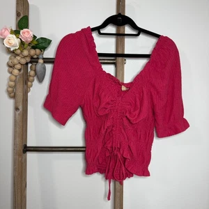 Anthropologie Pilcro Rüschen Puffärmel rosa Bluse Größe Medium - Bild 1 von 10