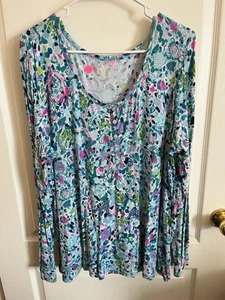 Lilly Pulitzer Soft PJ Top Colorful I Wore As A Top XL Fish & Coral - Picture 1 of 6