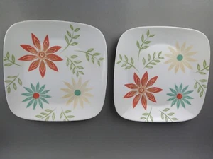 "Lote de 2 platos cuadrados de cena Corelle Happy Days flores florales vintage" - Imagen 1 de 6