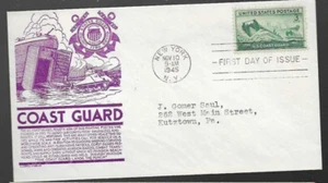 WW2 USCG  COAST GUARD 1945 PURPLE ANDERSON CACHET FDC SMALL CANCEL - Picture 1 of 1