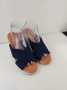 Tommy Bahama Stacey Navy Blue Espadrille Wedge Sandals Size 8M - Picture 1 of 8