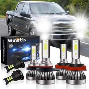 For Ford F-150 2015-2020 6000K LED Headlight High Low Beam + Fog Light Bulbs Kit - Picture 1 of 9