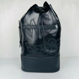 $1120 MCM Tivitat Black Coated Canvas Large Drawstring Backpack MUK9ABT11BK001 - Picture 1 of 9