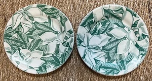 Two (2) Vintage 1940s Wallace China Green Magnolia Restaurant Ware Plates 7" Dia - Picture 1 of 2