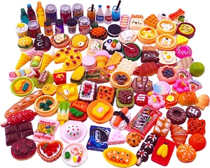 100Pcs Miniature Food Drinks Bottle Toys Dollhouse Mixed Resin Accessories for A - Picture 1 of 12