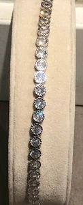 15Ct. Lünettenfassung Diamant Tennisarmband 1-reihig Diamanten 14K Weißgold ep 7 Zoll - Bild 1 von 8
