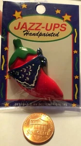 One Large Red Green Plastic Jalapeno Pepper Embellishment Almost 2" 49mm 9918 - Picture 1 of 2