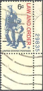 Scott 1343 - The 6 Cent Law & Order Issue from 1968 - Used Plate Number Single - Picture 1 of 1