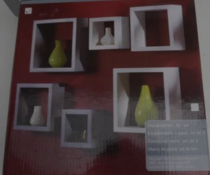 3er MDF Regal-Set Wandrahmen Grau 25x25x9 / 20x20x9 / 15x15x9 cm NEU - Bild 1 von 3