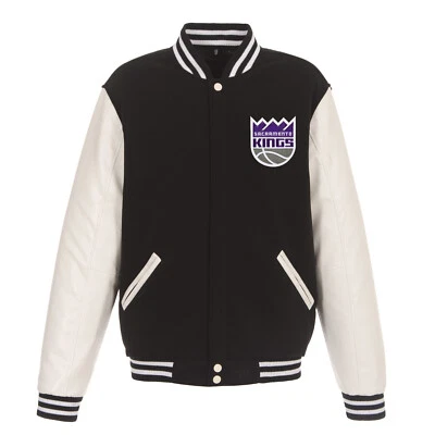 NBA Sacramento Kings  Reversible Fleece Jacket PVC Sleeves 2 Front Patches Logo - Image 1 of 4