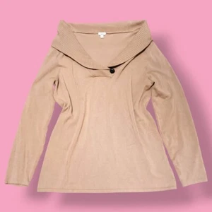 REBA MacEntire Fashion Cowl Neck Rib Knit Sweater Long-sleeve Blouse - L - Picture 1 of 3