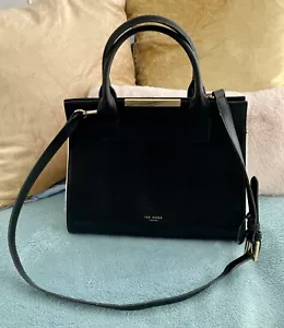 Hermoso Bolso Bandolera TED BAKER Estructurado Cuero Negro Blanco Agarre a Mano ~En muy buena condición - Imagen 1 de 23