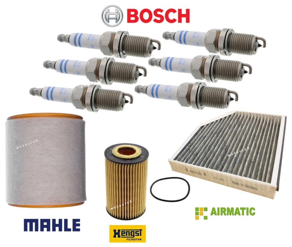 Kit de puesta a punto de filtro de cabina de aire acondicionado de bujía y aceite de aire 9 piezas OES para Audi A6 A7 Quattro Foto 1 de 1