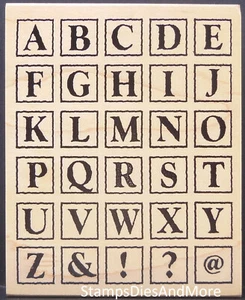 Great Impressions ALPHABETH BLOCK Scrapbook Background Wood Mount Rubber Stamp - Picture 1 of 2