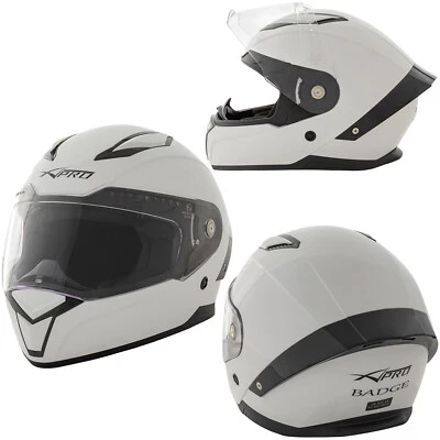 A-PRO Casco Integrale Moto Scooter Visierino Anti Graffio Touring Bianco