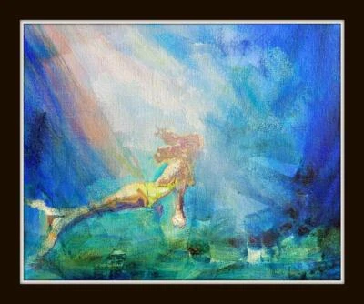 Sirena : Original impresionista Mixed Med Oil Painting Paul Mitchell 8" x 10" Foto 1 de 3