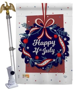 Happy 4th of July House Flag - Eagle Set Patriotic Fourth Independence Day Fi... - Picture 1 of 10