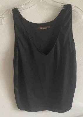 Surrealist Black Tank Top 100% Stretch Nylon Size 4 V Neck USA Chest 32” - Image 1 of 4