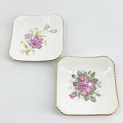 Pair Of Vintage Royal Adderley Floral Bone China Butter Pats Dishes England Rose • 17.79$