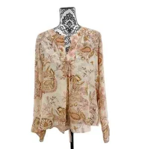 Lemon Grass Studio Sheer Paisley Boho Blouse Soft Girl 70s Vintage Aesthetic XL - Picture 1 of 10