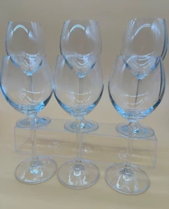 Vintage Set of 6 Wine Glasses Clear Crystal Stemware Water Goblet 8 Inch - Picture 1 of 11