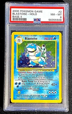2000 Pokemon Game #2 Blastoise - Holo NM - MT Base Set 2 II PSA 8 NM/MT G3970 - Image 1 of 2