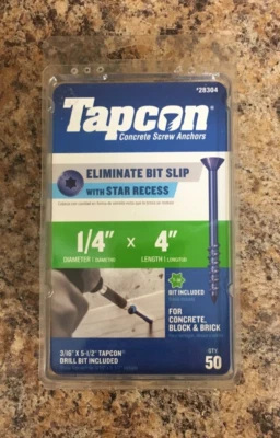 Tapcon 28304 1/4 pol. D x 4 pol. Parafusos de concreto L Star cabeça chata alta/baixa - Imagem 1 de 3