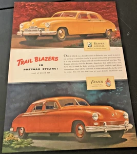 1947 Kaiser-Frazer Models - Vintage Original Illustrated Color Print Ad Wall Art - Picture 1 of 5