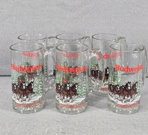 Bierkrug Budweiser 1989 Weihnachtsmotiv, 6er Set, Clydesdales, neuwertig - Bild 1 von 5