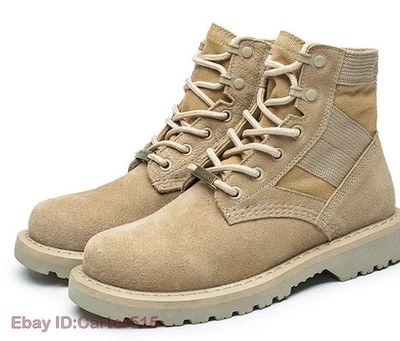 Hombres Gamuza Desierto Botas Parte Superior Alta Con Cordones Punta Redonda Planas Exterior Senderismo Zapatos  Foto 1 de 4
