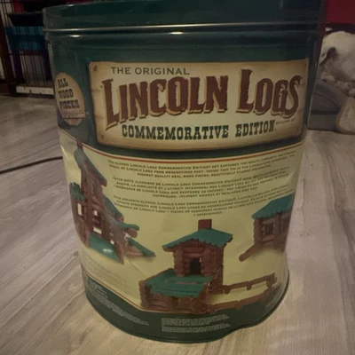 LINCOLN LOGS Commemorative Edition All-Wood Set 115 Piece Classic Metal Tin - Image 1 of 4