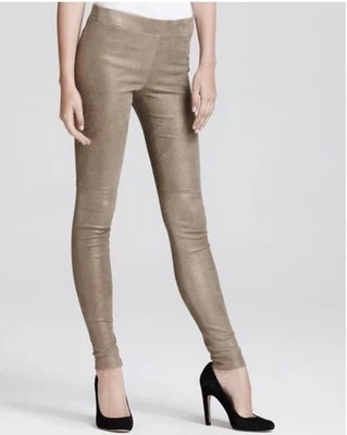 Pantalones Legging $1250 VINCE Bronce Dorado Elastizados 100% Cuero, Talla PEQUEÑA Foto 1 de 4