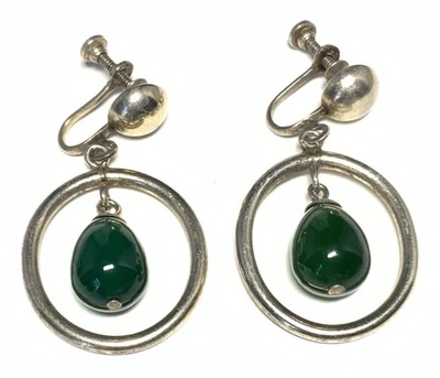 Pendientes colgantes de aventurina de plata de ley 925 KQ17 Foto 1 de 4