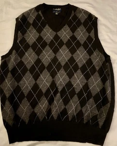 Chaleco Suéter Club Room Estate Merino Negro Para Hombre XL Clásico Golf Carrera Tejido - Imagen 1 de 9