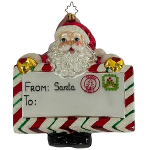 Christopher Radko Glass Christmas Ornament Letterhead Santa Postcard From To - Picture 1 of 14