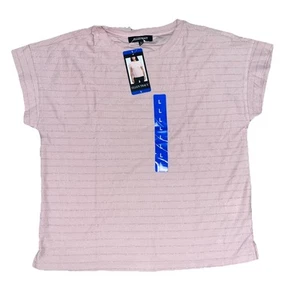 NEW Women's ELLEN TRACY Pink Glitter Stripe Blouse **XL** - Picture 1 of 2