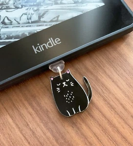 Scruffy Black Cat Kindle Charm, Acrylic Charm - USB C & MICRO USB available - Picture 1 of 3