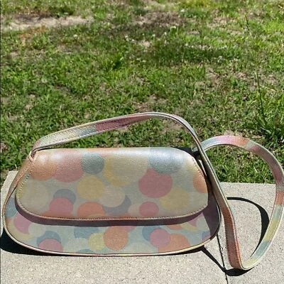 Bolso de Mano Vintage Retro J. Renee Cuero Colorido Punto Metalizado Pasteles Foto 1 de 4