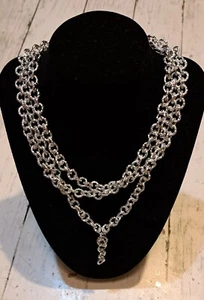 COLLANA DONNA CATENA MARTELLATA COLORE ARGENTO MODA (H 13) - Foto 1 di 3