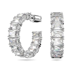 Swarovski Matrix Hoop Earrings Octagon Cut, White, Rhodium Plated 5612673 - Picture 1 of 5