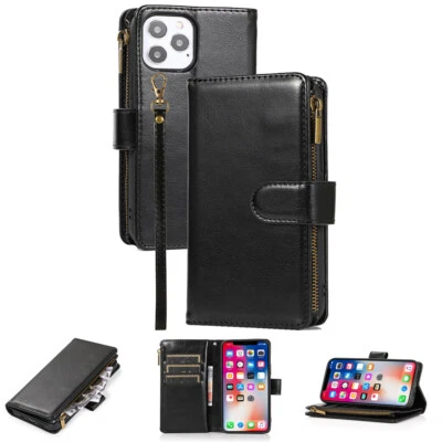 For iPhone 14 Pro Max Hybrid Flip Faux Leather Wallet Case Phone Protective Case - Image 1 of 4